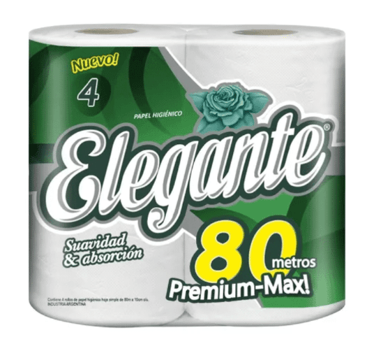 PAPEL HIGIENICO X 80M X 4U ELEGANTE