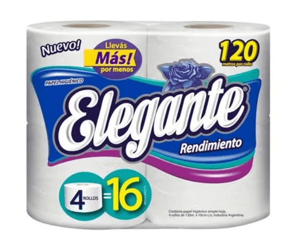 PAPEL HIGIENICO X 120M X 4U ELEGANTE